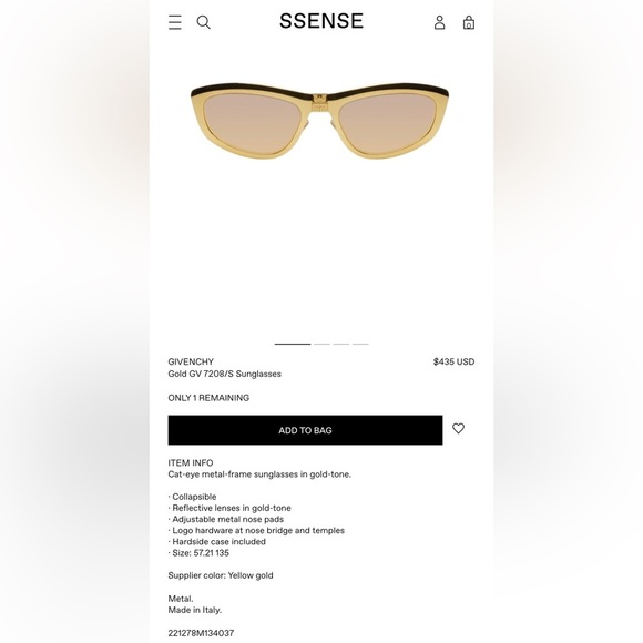 COPY - Nwt Givenchy Tri-Fold Unisex Foldable Sunglasses in Mirror Gold - Picture 2 of 12